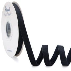 Ribbli Black Velvet Ribbon Double Faced 3/8 Inch 10-Yard Spool Black Ribbon Use for Christmas Tree Ornaments Gift Wrapping Wreath Decoration Wedding Boutonnieres