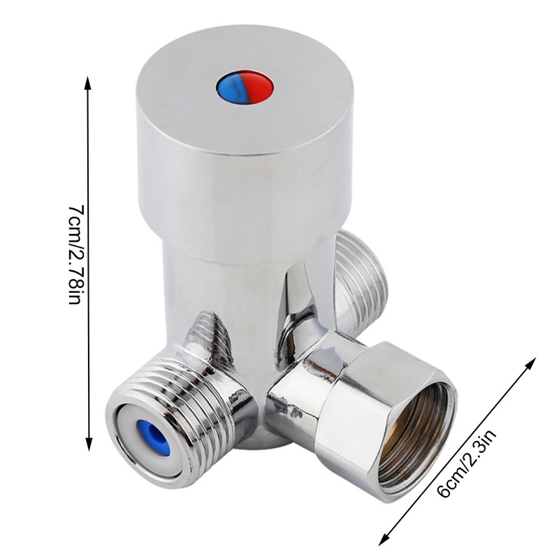 G1/2 Hot Cold Water Mixing Valve, 3 Ways Brass Thermostatic