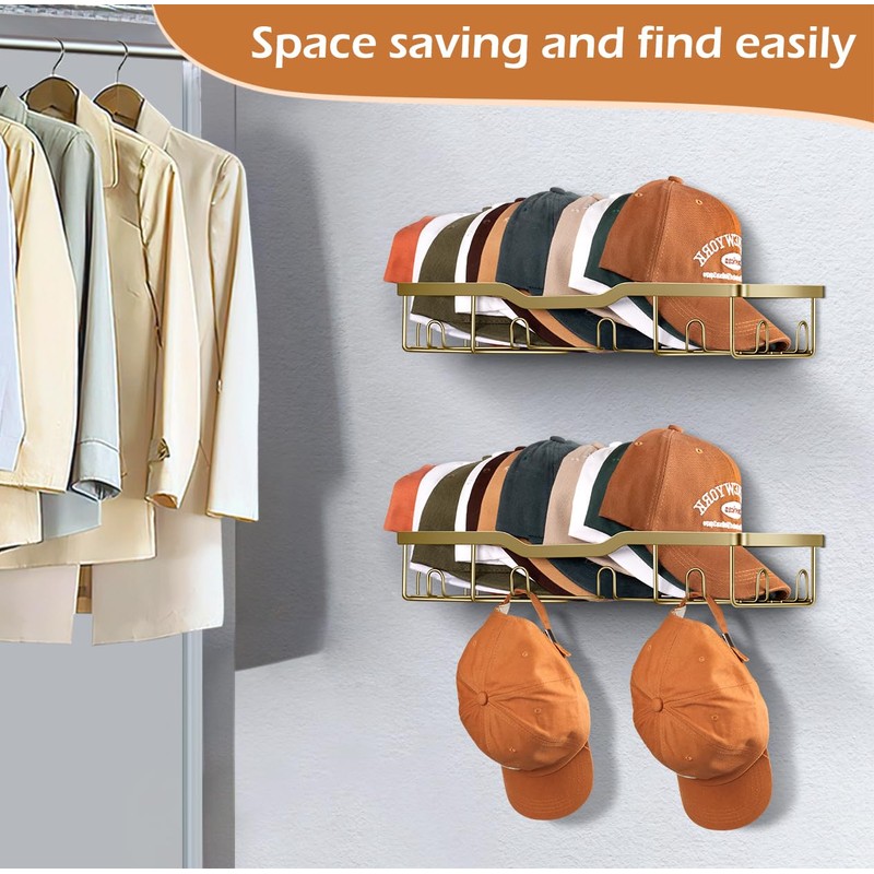 KEETDY Metal Hat Organizer for Baseball Caps Wall Hat Rack
