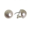 Minoplata Half Pearl Earrings 16mm Omega Clasp 925 Sterling Silver