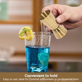 2Pcs Cocktail Jigger Gold, Stainless Steel Jigger Measure Gold Double Jigger for Bartending Spirit Measuring Cup Bar Jigger Japanese-style Jigger for Home Bar(L)