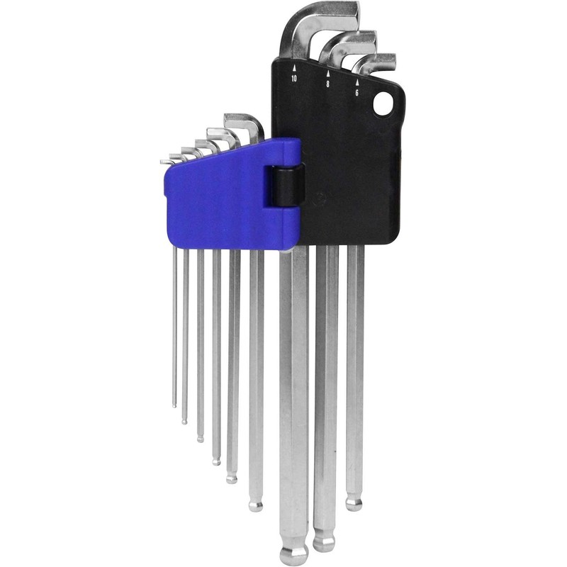 E-Value ELSW09SL Ball Point Hex Wrench Set, Short Head, Semi-Long,