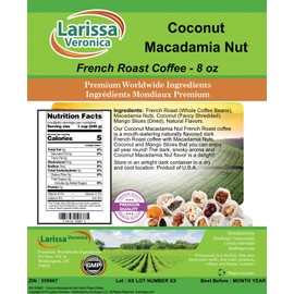 Coconut Macadamia Nut French Roast Coffee (Gourmet, Naturally Flavored, Whole Coffee Beans) (8 oz, ZIN: 559967)