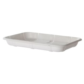 ECO PRODUCTS Disposable #2D Meat & Produce Food Trays, Case of 400, 8.5"x6" Vanguard Container, Compostable Renewable White Molded Fiber, No PFAS, Hot or Cold Foods, ASTM Compliant, BPI-Certified