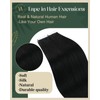 Ugeat Tape in Hair Extensions Human Hair Black 18 Inch
