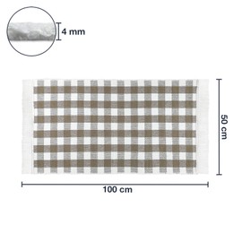 Kitchen Runner Beige Checked 50 x 100 cm 100% Cotton Kitchen Runner Washable and Robust Rug for Kitchen, Hallway, Living Room - Indoor and Outdoor Use