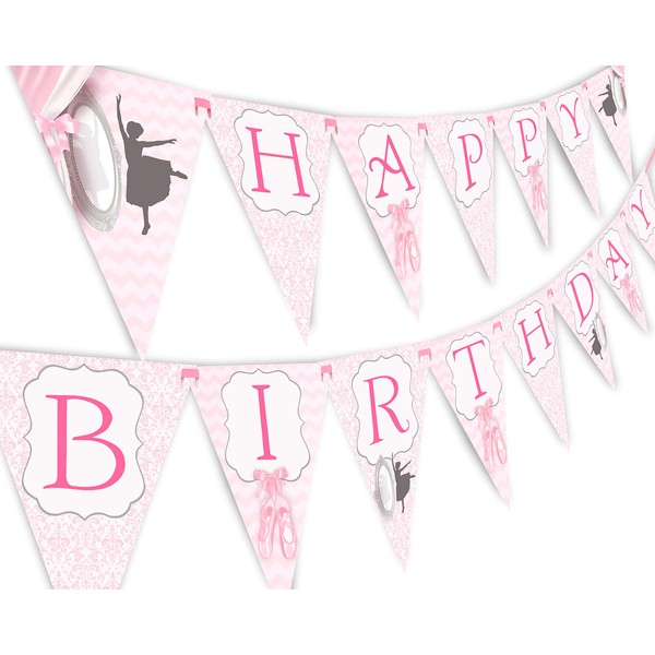 Ballet Happy Birthday Banner Pennant - Ballet Party Supplies - Ballet Party Decorations B