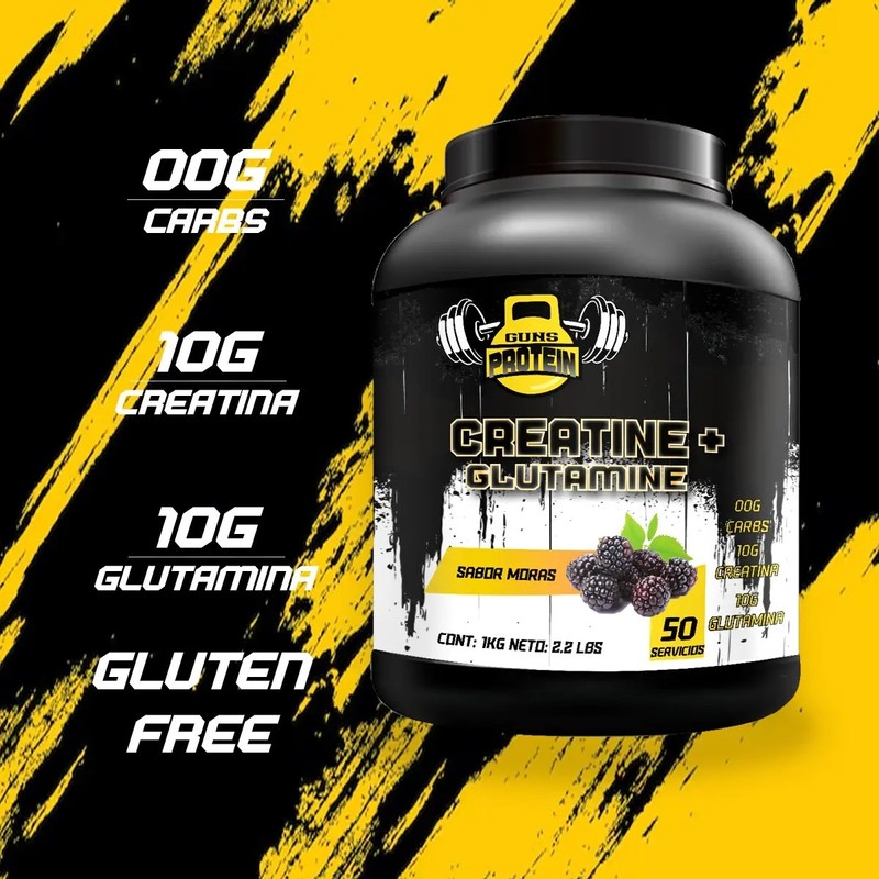 Guns Creatina Glutamina Polvo 1kg Suplemento Fitness