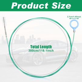 Auto Sunroof Drain Cleaning Tool,118Inch Long Pipe Cleaner for Car,Flexible Tube Cleaning Brush with 2Pcs 7.9inch Cleaning Brush Skinny Pipe Drain Dredge Cleaning Tool for Car Sunroof Wiper Drain Hole