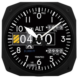 Trintec 3020 10" Aviation Modern Altimeter Instrument Style Wall Clock