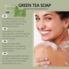ISBEAUSOLS Green Tea Soap Bar,Organic Bath Soap,Natural Exfoliating Soap for