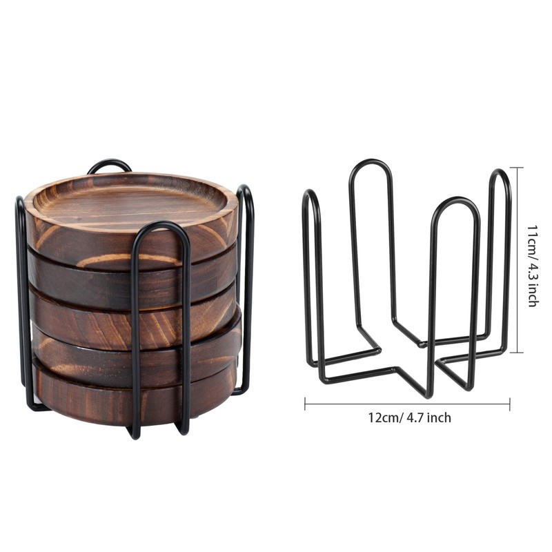 Coasters Yangbaga Set of 5 Wooden Coasters 3D 3D Coasters