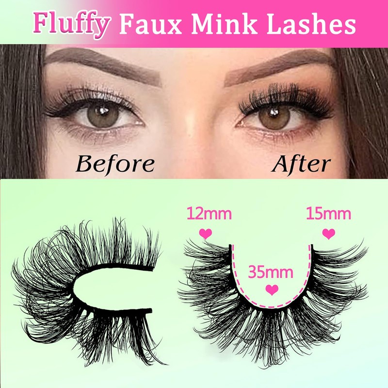 7 Pairs of 3D False Eyelashes, Cat Eye, Fluffy Volume,