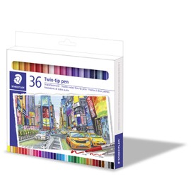 STAEDTLER 3200 C36 Double Ended Fibre Tip Pens, Assorted Colour, Pack of 36