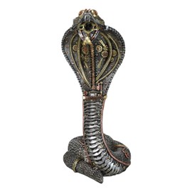 Ebros Gift Military War Machine Steampunk Gearwork Robotic Cyborg Cobra Snake Figurine Sci Fi Clockwork Gear Skull Cranium Design Skeleton