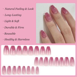 Boloshine 24Pcs Square False Nails Short, Press on Nails Glue-on Nails Fake Nails, Glossy Full Cover French Tip False Nails, Removable Acrylic Nail Tips for Women Girls - Girl's Dream of Beauty
