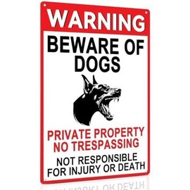 Beware of Dog Sign, Warning Metal Sign for Fence Outdoor Use, Private Property No Trespassing, Aluminum-UV Protected 8x12 Inches - Color: Beware of Dog Sign- 2pack, Size: 8 X 12 Inch Aluminium Sign