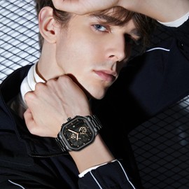 LILUOKE Mens Watches for Men, Sports Watches Profession Design Wrist Watches - Stainless Steel Quartz Chronograph 30ATM Watches for Men (LK9010G, LK9010G-01)