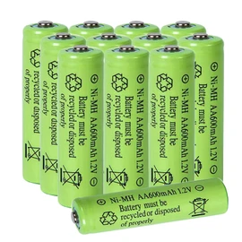 XFULL 12 Packs AA Ni-MH 600mAh Rechargeable Batteries 1.2v Doulbe A Size for Outdoor Solar Lights,TV Remotes,ElectronicToy