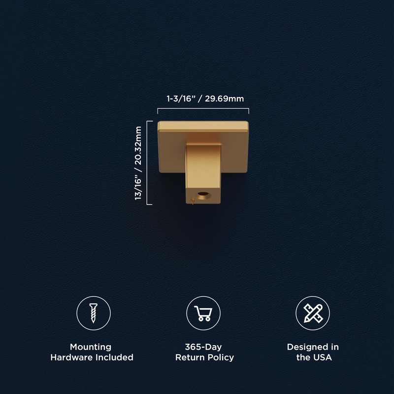 Hickory Hardware 10 Pack of Square Kitchen Cabinet Knobs, Quality
