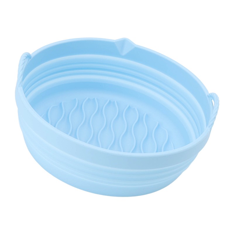 Silicone Air Cooker Pot Round Folded Blue Fryer Liner Tray
