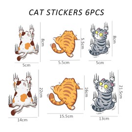 2 Sets of 6 Funny Bumper Stickers, Cat Bumper Stickers, Cartoon Car Stickers, Decorative Cat Stickers, Animal 3D Stickers, Cat Stickers for Laptop, Scrapbook