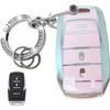WENHENI Keyless Entry Systems Key for RAM Key Fob Cover Shell with Keychain Fit for 2019 2020 2021 2022 2023 Dodge RAM 1500 Smart Key (3Buttons Silver-Pink)
