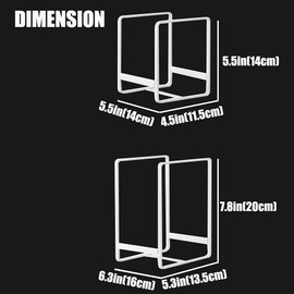 MINGFANITY 2PCS Plate Holders Organizer, Metal Dish Storage Dying Display Rack for Cabinet, Counter and Cupboard - White， Small and Large