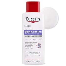 Eucerin Loción calmante intensiva para aliviar la picazón, loción que alivia la picazón para pieles secas sensibles, botella de 8.4 onzas líquidas
