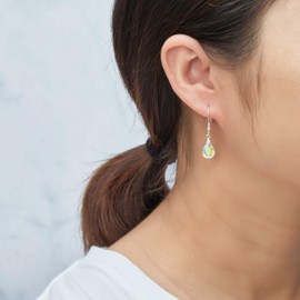 Philip Jones Sterling Silver Aurora Borealis Pear Earrings Created with Zircondia® Crystals