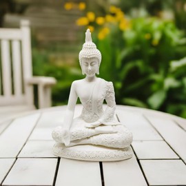 Sterlling Effectz Ornaments JRose Collections Thai Buddha Sitting White Colour Meditating 20Cms High JR1365
