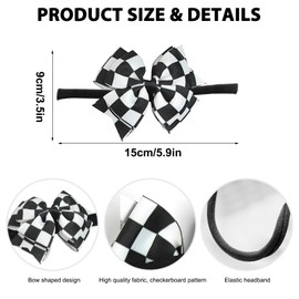 2Pcs Baby Girls Racing Checkered Flag Bow Headband Infant Toddler Birthday Party Dress Up Hair Accessories