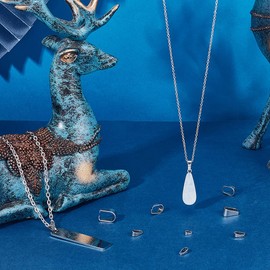 PH PandaHall 160 pcs 8 Sizes 304 Stainless Steel Snap On Bails Hook Pendant Clasps Pinch Clips Bail Pendants for Neckalce Jewelry DIY Craft Making, Stainless Steel Color