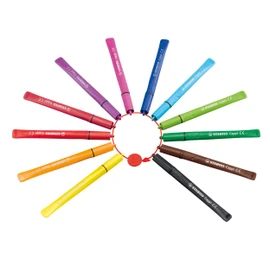 Fibre-Tip Pen with Cap-Ring - STABILO Cappi - Pack of 18 - Assorted Colours + 2 Cap-Rings