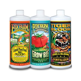 FoxFarm FX14050 Big Bloom, Grow Big & Tiger Bloom Liquid Fertilizer Nutrient Trio Hydro-Formula, 3/32-Ounce Bottles