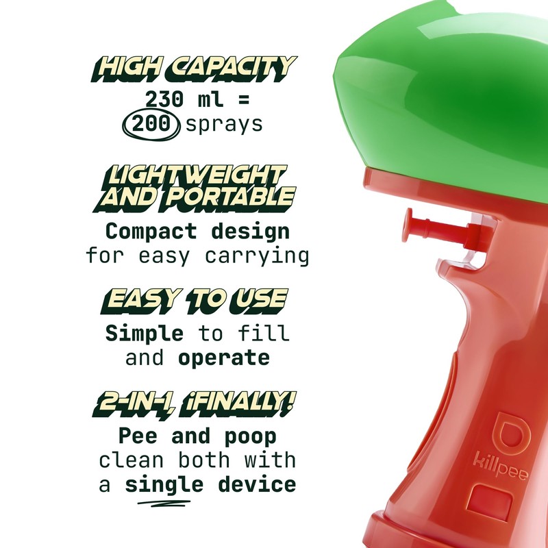 Killpee - Pee-cleaning gun for dogs with poop bag dispenser