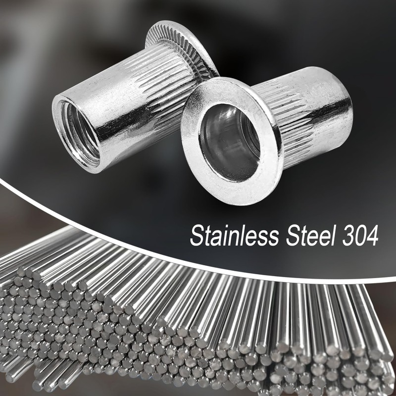 50PCS #10-32 Rivet Nuts 304 Stainless Steel Rivets Nutsert Flat
