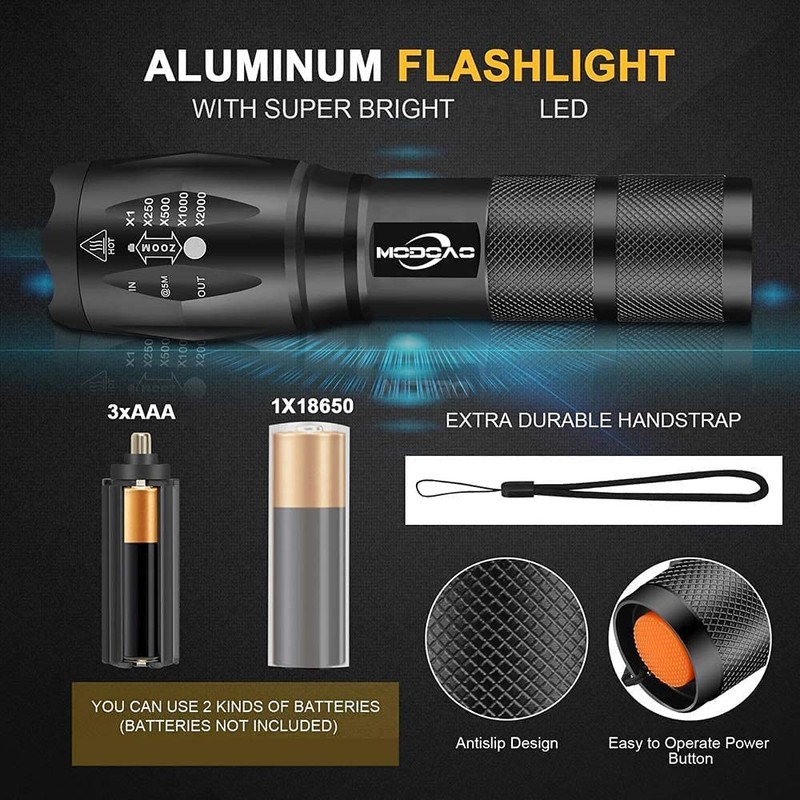 MODOAO 3pack Super Bright Flashlights High Lumens LED Flashlight With