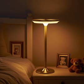 HGomx Cordless Table Lamp, Portable Rechargeable Bedside Lamp, Touch Stepless Dimmable Desk Lamp for Home Bedroom Hotel Restaurant Bar Outdoor (1pc, Gold)