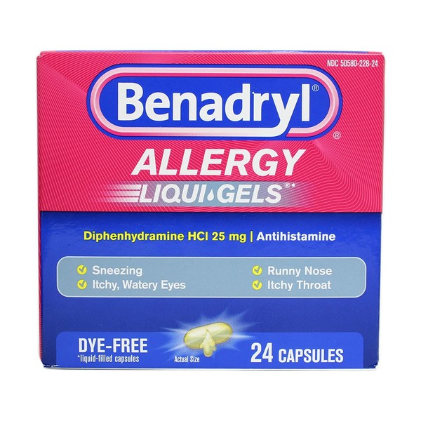 Benadryl Allergy Dye-Free 25 mg Liqui-Gels 24 ea (Pack of 3)