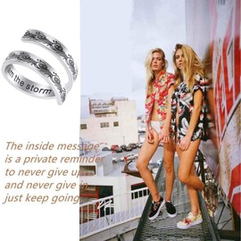 LucBuy Stainless Steel Keep Going Engraved Inspirational Gifts Adjustable Rings Jewelry for Women