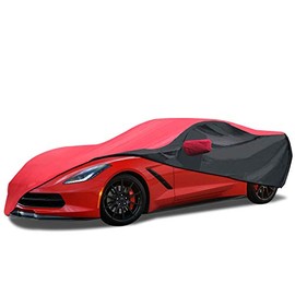 KAKIT Waterproof Car Cover for 2014-2019 C7 Stingray, Custom Fit C7 Cover No Faded UV Resistant for Chevy Corvette Stingray Z51 Z06 Outdoor/Indoor (Red & Black Combo)