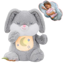 seOSTO Soothing Bunny, Breathing Bunny, Sleeping Otter Plush with Breathing Movement and Musical Music, Soothing Doll for Baby Toy, New Baby Gifts