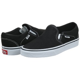 Vans Women's Asher Trainers, Canvas Black White, 7
