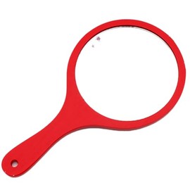 lasenersm 1 Piece Wooden Makeup Mirror Round Handheld Mirror with Handle Single Side Cosmetic Mirror Vanity Handheld Mirror Handheld Vanity Mirror, 6.7 x 11.8 Inches, Red