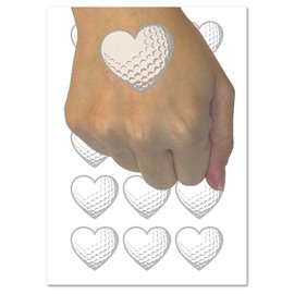 Heart Shaped Golf Ball Sports Temporary Tattoo Water Resistant Fake Body Art Set Collection - 54 1" Tattoos (1 Sheet)
