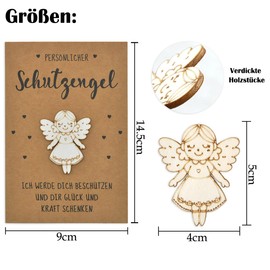 RFBEUTEL Schutzengel Holz Geschenkkarte Schutzengel Mutmacher Glücksbringer Geschenke Mutmacher für Kommunion Konfirmation Familie Freunde Fahranfänger Prüfung