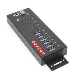 Gearmo 10 Port USB Hub w/ 6 Type-A & 4 Type-C Ports, Power Supply Included, 5-10Gbps Speed, ESD Protection