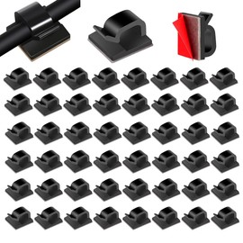 50 Stück Kabelhalter Selbstklebend,Kabelführung Organizer,Selbstklebend Outdoor Kabelklemmen, Kabelklemmen & Kabelorganisator am Schreibtisch,Kabelclips für Kabelmanagement (Schwarz)