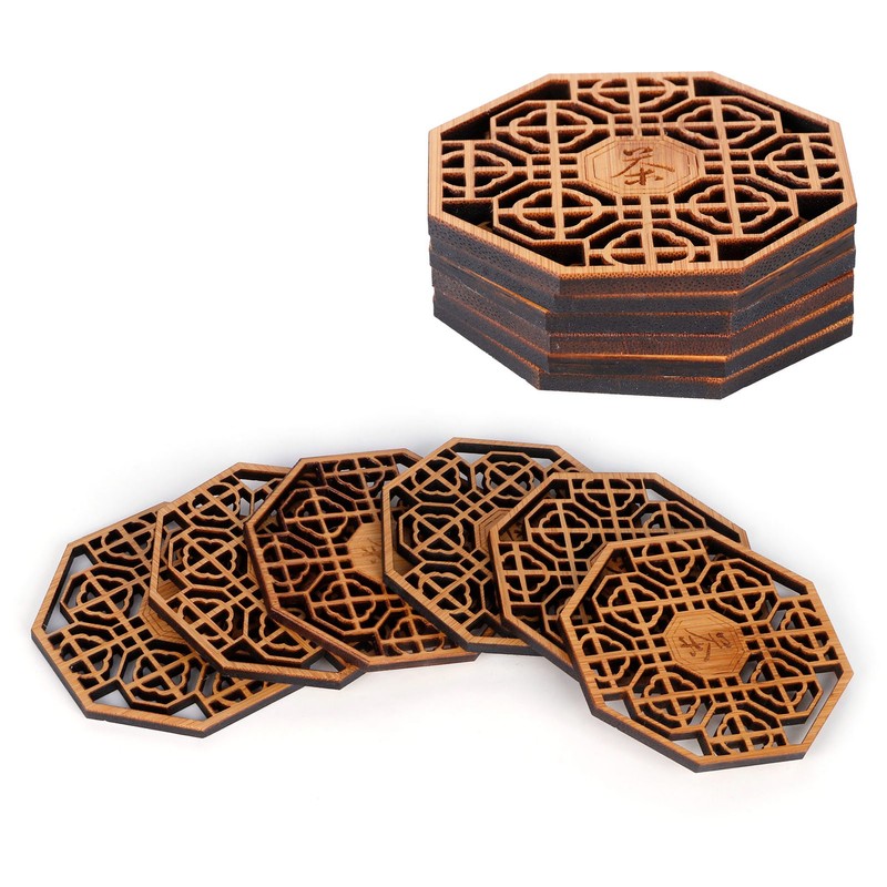6PCS Bamboo Coaster Teacup Mat AntiScald Heat Insulation Pad Tea
